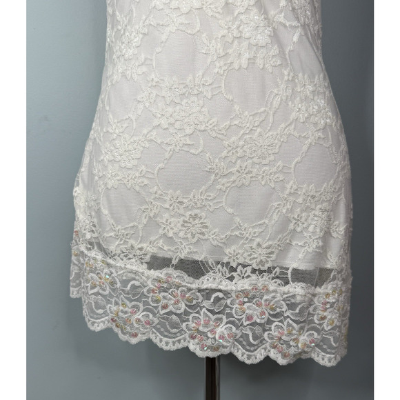 Vtg Y2K Lace Cami Tank Top Jrs L Fairycore Angel Delicate Soft Girl Ethereal - Picture 2 of 9